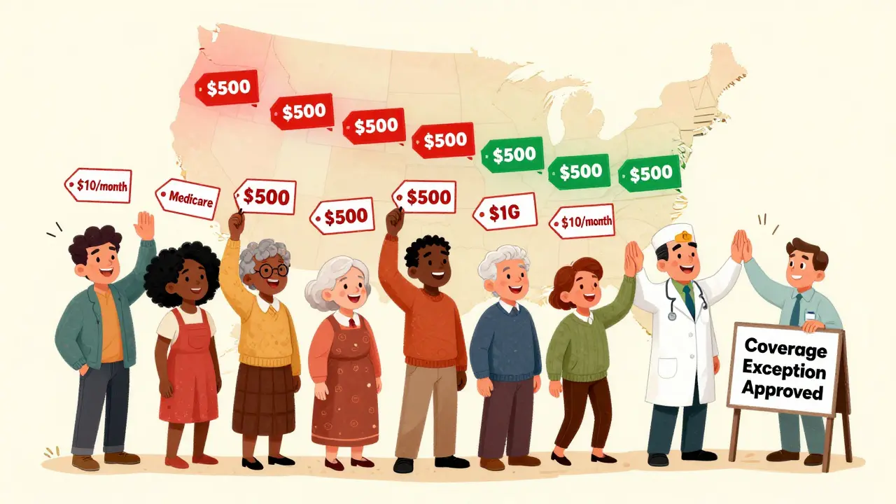 Medicare beneficiaries celebrating lower drug costs with a ripple effect of savings across the U.S.