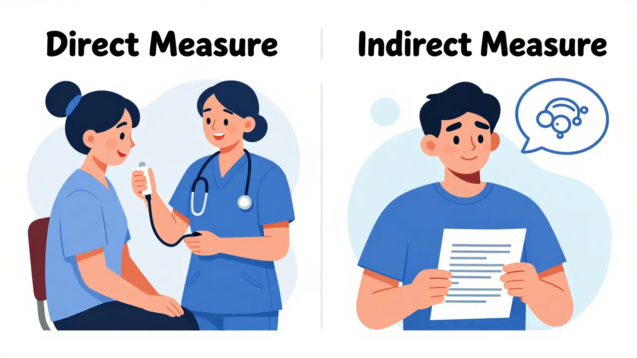 Comparison between a patient demonstrating a skill and a patient filling out a survey.
